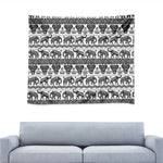 White And Black Indian Elephant Print Tapestry