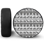 White And Black Indian Elephant Print Tire Cover