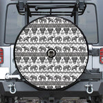 White And Black Indian Elephant Print Tire Cover With Camera Hole