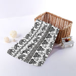 White And Black Indian Elephant Print Towel
