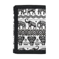 White And Black Indian Elephant Print Trifold Wallet