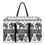 White And Black Indian Elephant Print Utility Tote Bag