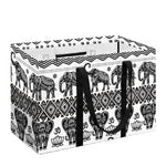 White And Black Indian Elephant Print Utility Tote Bag
