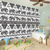 White And Black Indian Elephant Print Wall Sticker