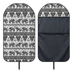 White And Black Indian Elephant Print Waterproof Car Seat Cover
