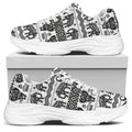 White And Black Indian Elephant Print White Chunky Shoes