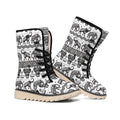 White And Black Indian Elephant Print Winter Boots