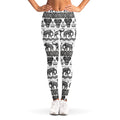 White And Black Indian Elephant Print Women's Leggings