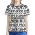 White And Black Indian Elephant Print Women's Polo Shirt