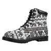 White And Black Indian Elephant Print Work Boots