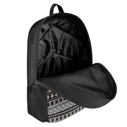 White And Black Knitted Pattern Print 17 Inch Backpack