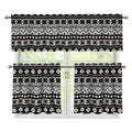 White And Black Knitted Pattern Print 3 Piece Kitchen Curtains