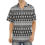 White And Black Knitted Pattern Print Aloha Shirt