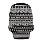 White And Black Knitted Pattern Print Baby Seat Cover
