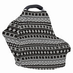 White And Black Knitted Pattern Print Baby Seat Cover