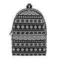 White And Black Knitted Pattern Print School Backpack