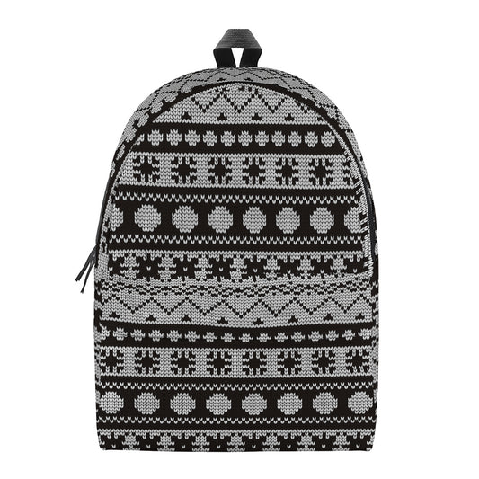 White And Black Knitted Pattern Print Backpack