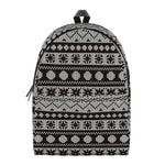 White And Black Knitted Pattern Print Backpack