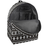 White And Black Knitted Pattern Print Backpack