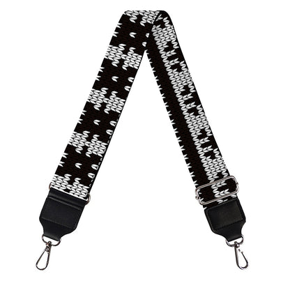 White And Black Knitted Pattern Print Bag Strap