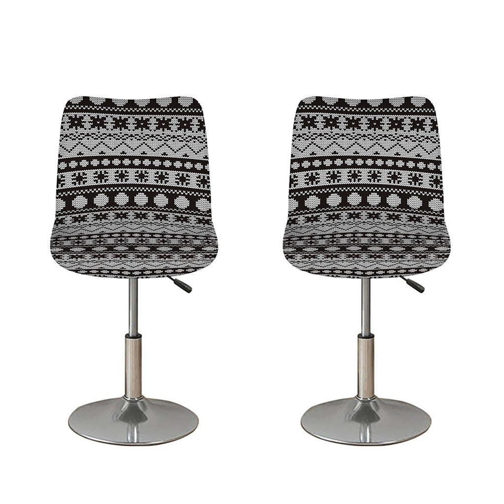 White And Black Knitted Pattern Print Bar Stool Covers
