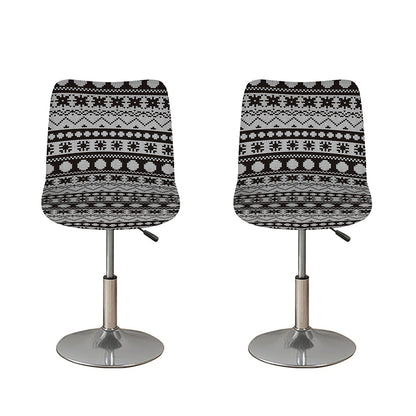 White And Black Knitted Pattern Print Bar Stool Covers