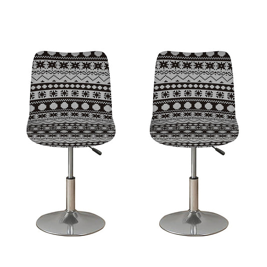 White And Black Knitted Pattern Print Bar Stool Covers