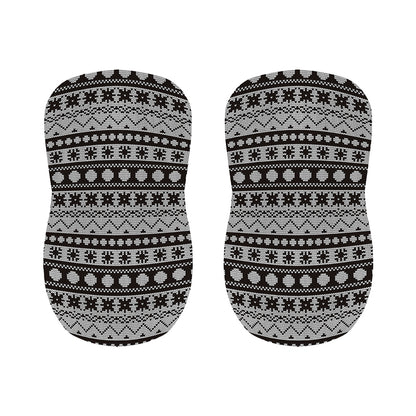 White And Black Knitted Pattern Print Bar Stool Covers