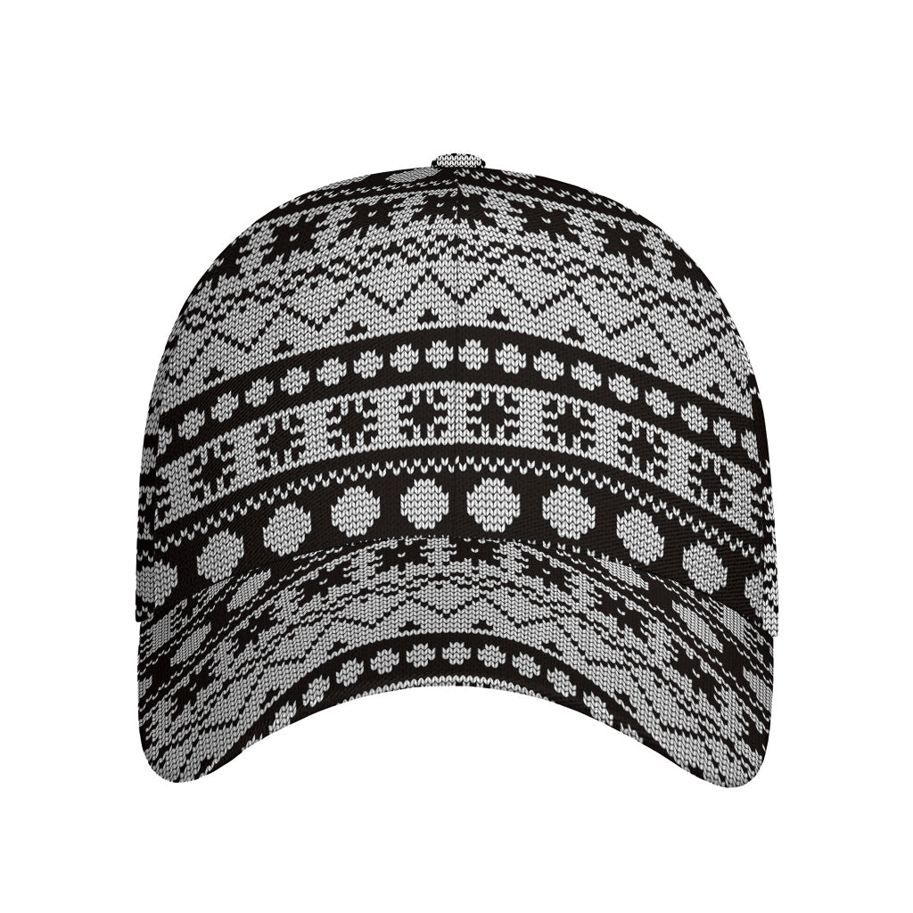 White And Black Knitted Pattern Print Baseball Cap