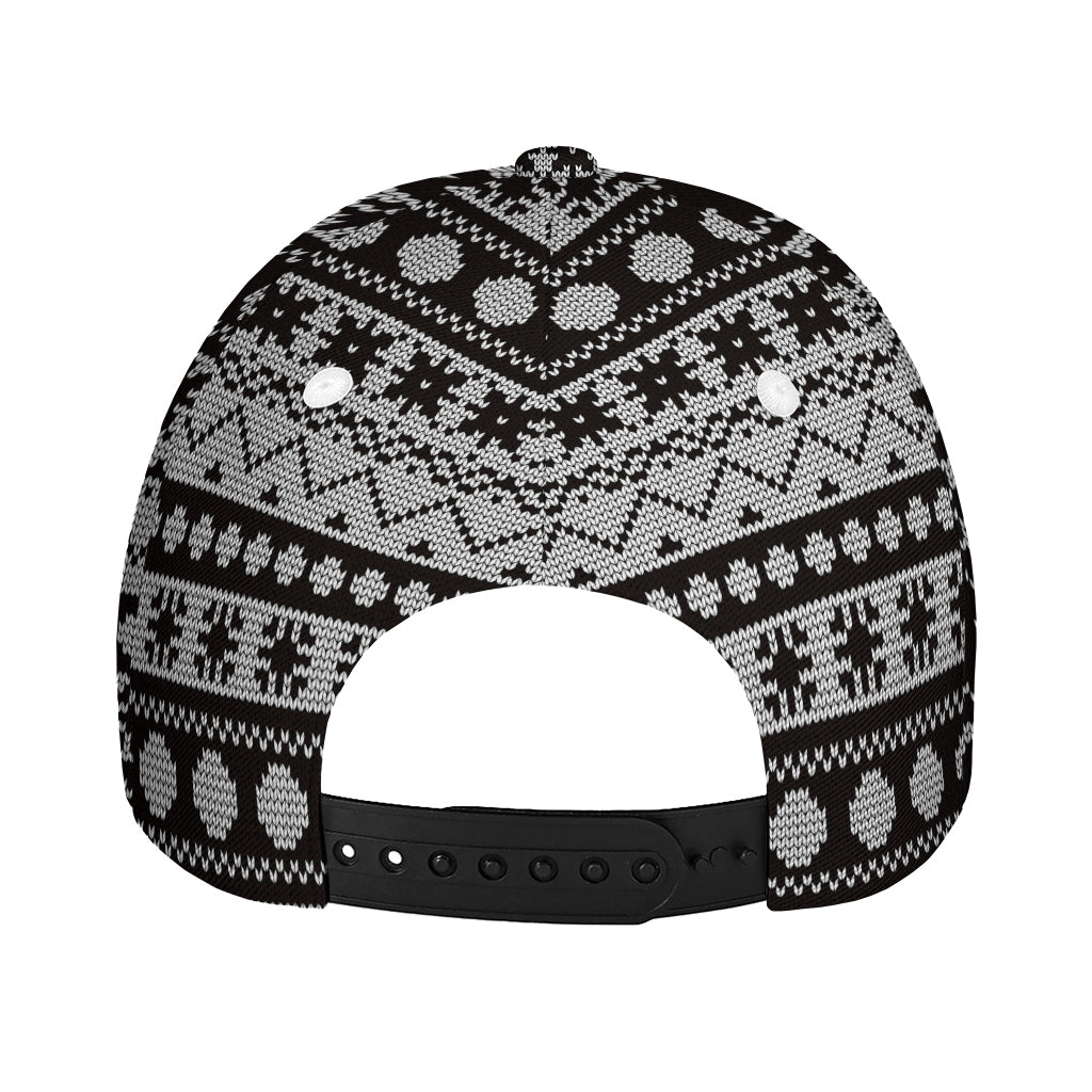 White And Black Knitted Pattern Print Baseball Cap