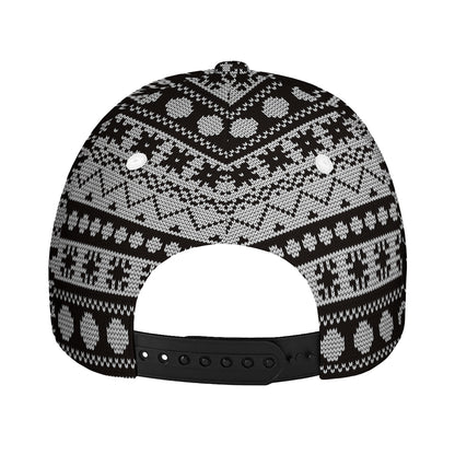 White And Black Knitted Pattern Print Baseball Cap