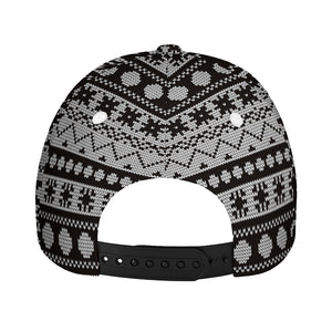 White And Black Knitted Pattern Print Baseball Cap