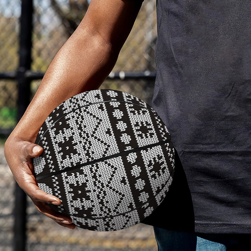 White And Black Knitted Pattern Print Basketball