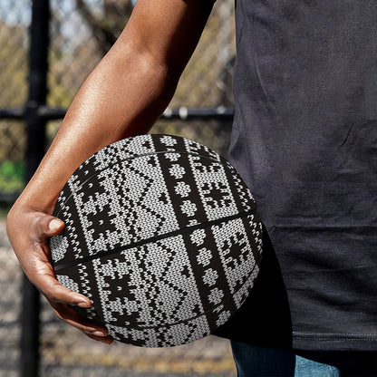 White And Black Knitted Pattern Print Basketball