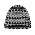 White And Black Knitted Pattern Print Beanie