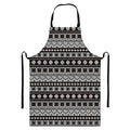 White And Black Knitted Pattern Print Bib Apron With Pocket