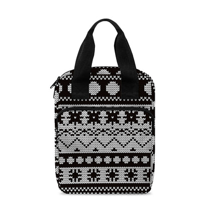White And Black Knitted Pattern Print Bible Tote Bag