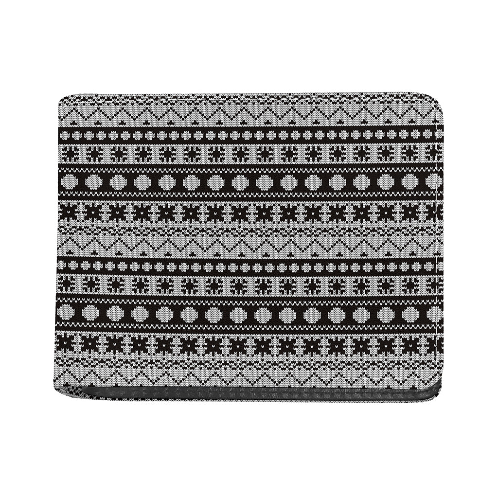 White And Black Knitted Pattern Print Bifold Wallet
