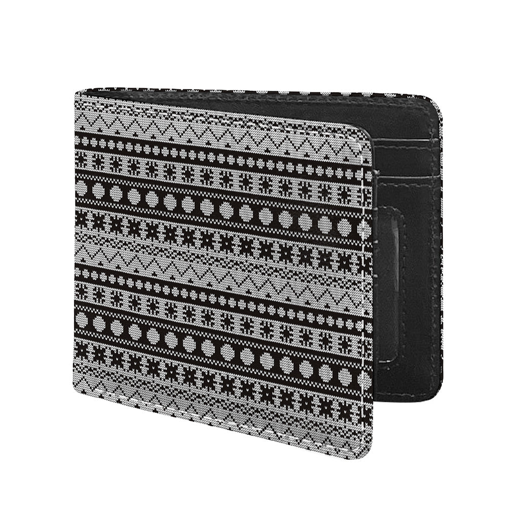 White And Black Knitted Pattern Print Bifold Wallet