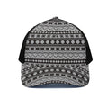 White And Black Knitted Pattern Print Black Mesh Trucker Hat