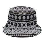 White And Black Knitted Pattern Print Bucket Hat