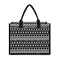 White And Black Knitted Pattern Print Canvas Tote Bag
