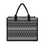 White And Black Knitted Pattern Print Canvas Tote Bag