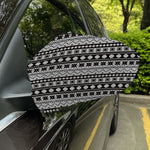 White And Black Knitted Pattern Print Car Side Mirror Covers