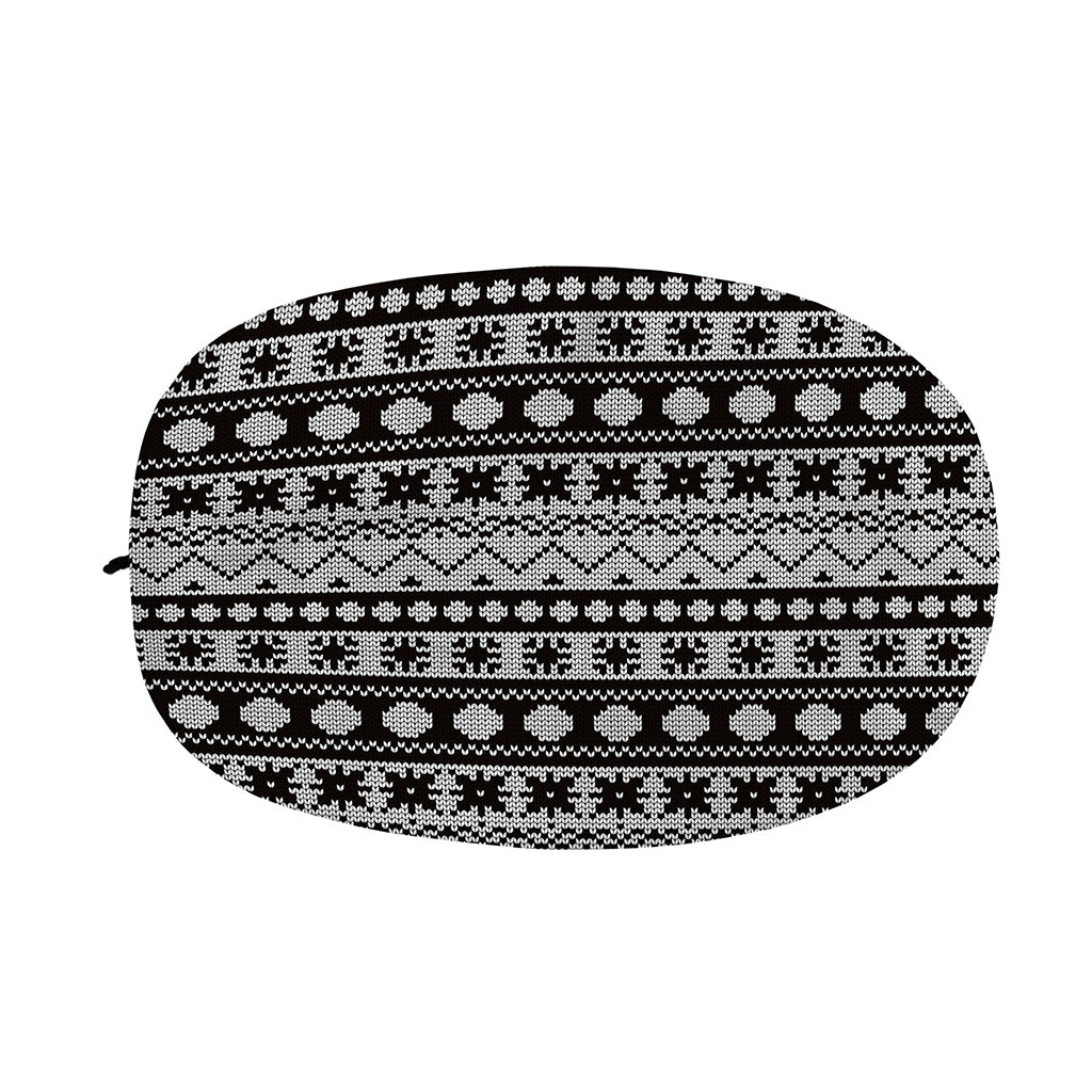 White And Black Knitted Pattern Print Car Side Mirror Covers