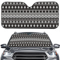 White And Black Knitted Pattern Print Car Windshield Sun Shade