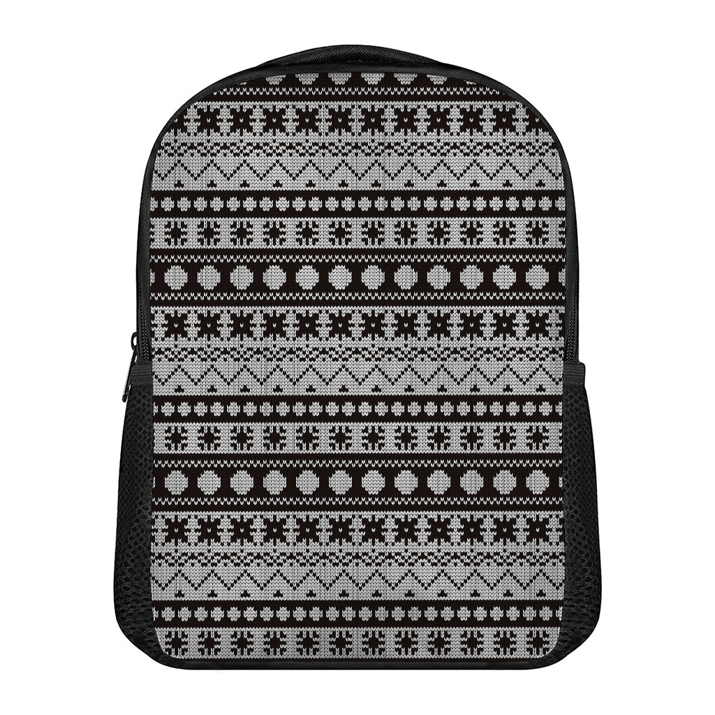 White And Black Knitted Pattern Print Casual Backpack