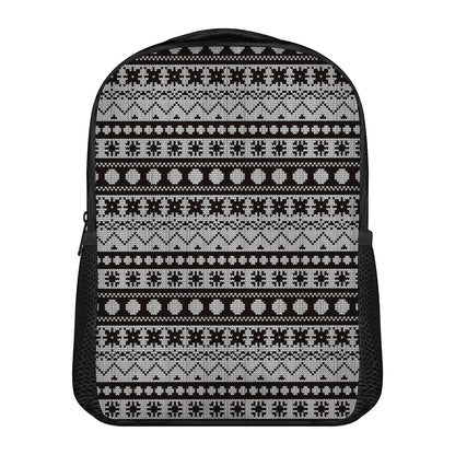 White And Black Knitted Pattern Print Casual Backpack