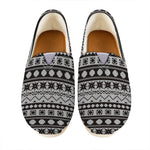 White And Black Knitted Pattern Print Casual Shoes