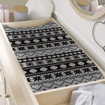 White And Black Knitted Pattern Print Changing Pad Cover